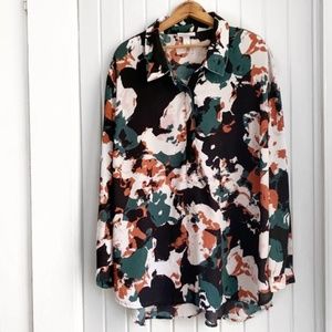 Ava & Viv Abstract Floral Popover Top H